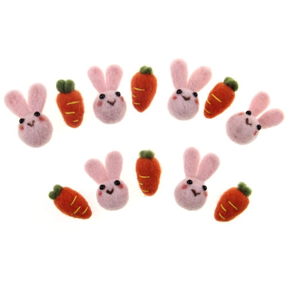 9886 Handmade Easter Ornament Wool Felt Carrots Bunny